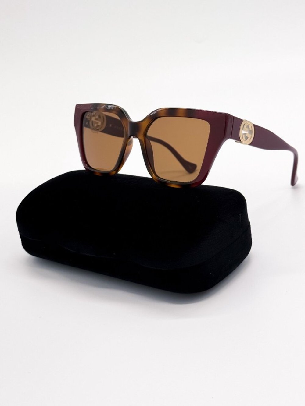 NEW GUCCI SUNGLASSES GG1023S 003 HAVANA/BURGUNDY WOMEN EYEWEAR